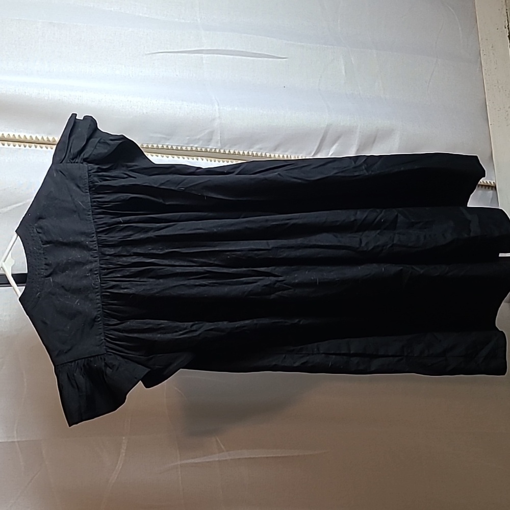 Madewell Flutter Sleeve Button-Front Mini Dress in Poplin Jet Black - XS - NWT - Picture 5 of 5